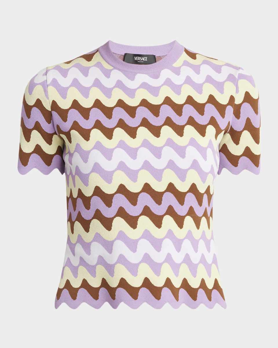 Wave Compact Stretch Viscose Short-Sleeve Sweater
